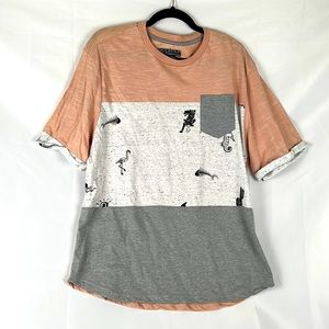 Distortion Men’s Peach & Gray Short Sleeve Shirt Size XL
